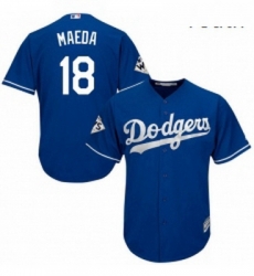 Youth Majestic Los Angeles Dodgers 18 Kenta Maeda Authentic Royal Blue Alternate 2017 World Series Bound Cool Base MLB Jersey