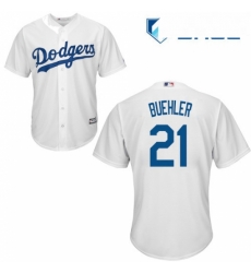 Youth Majestic Los Angeles Dodgers 21 Walker Buehler Authentic White Home Cool Base MLB Jersey 