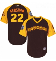 Youth Majestic Los Angeles Dodgers 22 Clayton Kershaw Authentic Brown 2016 All Star National League BP Cool Base MLB Jersey