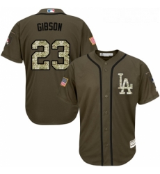 Youth Majestic Los Angeles Dodgers 23 Kirk Gibson Authentic Green Salute to Service MLB Jersey