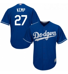Youth Majestic Los Angeles Dodgers 27 Matt Kemp Authentic Royal Blue Alternate Cool Base MLB Jersey 