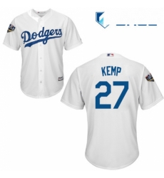 Youth Majestic Los Angeles Dodgers 27 Matt Kemp Authentic White Home Cool Base 2018 World Series MLB Jersey 