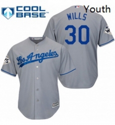 Youth Majestic Los Angeles Dodgers 30 Maury Wills Authentic Grey Road 2017 World Series Bound Cool Base MLB Jersey