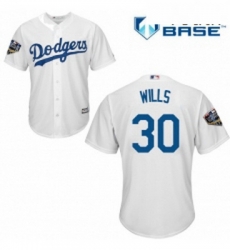 Youth Majestic Los Angeles Dodgers 30 Maury Wills Authentic White Home Cool Base 2018 World Series MLB Jersey
