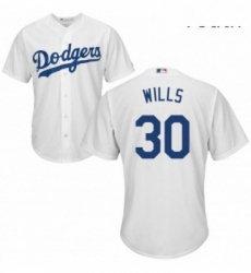 Youth Majestic Los Angeles Dodgers 30 Maury Wills Authentic White Home Cool Base MLB Jersey