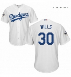 Youth Majestic Los Angeles Dodgers 30 Maury Wills Replica White Home 2017 World Series Bound Cool Base MLB Jersey