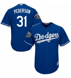 Youth Majestic Los Angeles Dodgers 31 Joc Pederson Authentic Royal Blue Alternate Cool Base 2018 World Series MLB Jersey