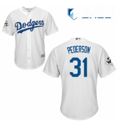 Youth Majestic Los Angeles Dodgers 31 Joc Pederson Authentic White Home 2017 World Series Bound Cool Base MLB Jersey