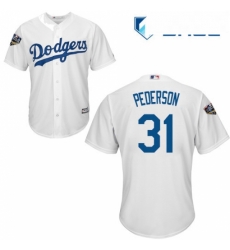 Youth Majestic Los Angeles Dodgers 31 Joc Pederson Authentic White Home Cool Base 2018 World Series MLB Jersey