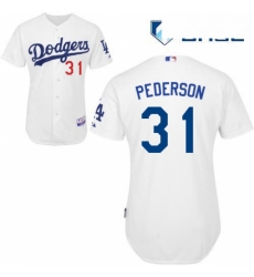 Youth Majestic Los Angeles Dodgers 31 Joc Pederson Replica White Home Cool Base MLB Jersey
