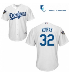 Youth Majestic Los Angeles Dodgers 32 Sandy Koufax Authentic White Home Cool Base 2018 World Series MLB Jersey
