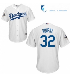 Youth Majestic Los Angeles Dodgers 32 Sandy Koufax Replica White Home 2017 World Series Bound Cool Base MLB Jersey