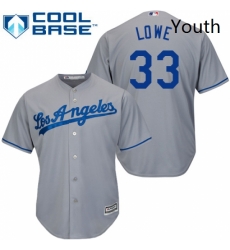 Youth Majestic Los Angeles Dodgers 33 Mark Lowe Authentic Grey Road Cool Base MLB Jersey 