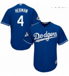 Youth Majestic Los Angeles Dodgers 4 Babe Herman Authentic Royal Blue Alternate 2017 World Series Bound Cool Base MLB Jersey