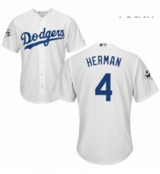 Youth Majestic Los Angeles Dodgers 4 Babe Herman Authentic White Home 2017 World Series Bound Cool Base MLB Jersey