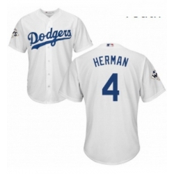 Youth Majestic Los Angeles Dodgers 4 Babe Herman Replica White Home 2017 World Series Bound Cool Base MLB Jersey