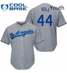 Youth Majestic Los Angeles Dodgers 44 Rich Hill Authentic Grey Road Cool Base MLB Jersey 