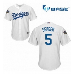 Youth Majestic Los Angeles Dodgers 5 Corey Seager Authentic White Home Cool Base 2018 World Series MLB Jersey