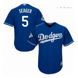 Youth Majestic Los Angeles Dodgers 5 Corey Seager Replica Royal Blue Alternate 2017 World Series Bound Cool Base MLB Jersey