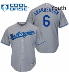 Youth Majestic Los Angeles Dodgers 6 Curtis Granderson Replica Grey Road Cool Base MLB Jersey 