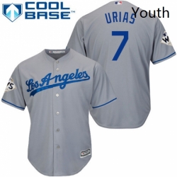 Youth Majestic Los Angeles Dodgers 7 Julio Urias Authentic Grey Road 2017 World Series Bound Cool Base MLB Jersey
