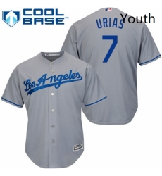 Youth Majestic Los Angeles Dodgers 7 Julio Urias Replica Grey Road Cool Base MLB Jersey