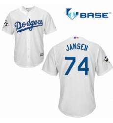 Youth Majestic Los Angeles Dodgers 74 Kenley Jansen Replica White Home 2017 World Series Bound Cool Base MLB Jersey