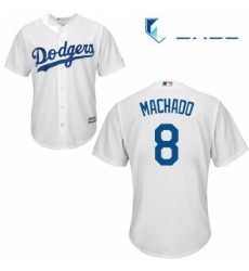 Youth Majestic Los Angeles Dodgers 8 Manny Machado Authentic White Home Cool Base MLB Jerse