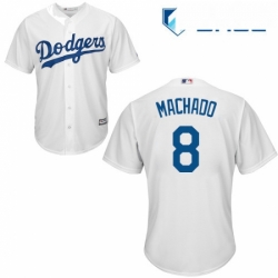 Youth Majestic Los Angeles Dodgers 8 Manny Machado Authentic White Home Cool Base MLB Jerse