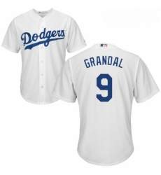 Youth Majestic Los Angeles Dodgers 9 Yasmani Grandal Authentic White Home Cool Base MLB Jersey