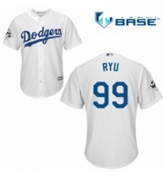 Youth Majestic Los Angeles Dodgers 99 Hyun Jin Ryu Authentic White Home 2017 World Series Bound Cool Base MLB Jersey