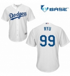 Youth Majestic Los Angeles Dodgers 99 Hyun Jin Ryu Replica White Home Cool Base MLB Jersey