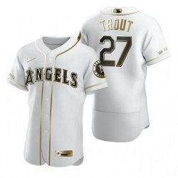 Los Angeles Angels 27 Mike Trout White Nike Mens Authentic Golden Edition MLB Jersey