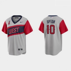 Men Los Angeles Angels 10 Justin Upton Men Nike Gray 2021 Little League Classic Game MLB Jersey
