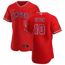 Men Los Angeles Angels 10 Justin Upton Men Nike Red Alternate 2020 Flex Base Player MLB Jersey