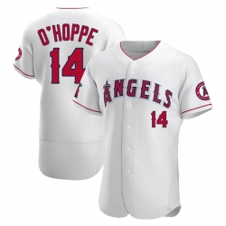 Men Los Angeles Angels 14 O'HOPPE White Cool Base Stitched Baseball Jersey