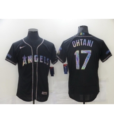 Men Los Angeles Angels 17 Ohtani Black Colorful Edition Elite 2021 Nike MLB Jersey
