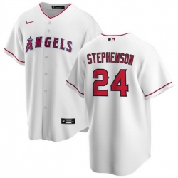 Men Los Angeles Angels 24 Robert Stephenson White Cool Base Stitched Baseball Jersey