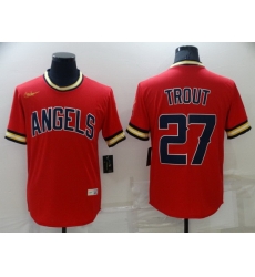 Men Los Angeles Angels 27 Mike Trout Red Cool Base Stitched jersey