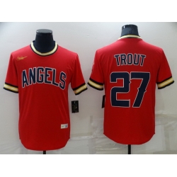 Men Los Angeles Angels 27 Mike Trout Red Cool Base Stitched jersey
