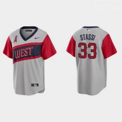 Men Los Angeles Angels 33 Max Stassi Men Nike Gray 2021 Little League Classic Game MLB Jersey