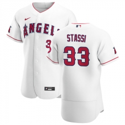 Men Los Angeles Angels 33 Max Stassi Men Nike White Home 2020 Flex Base Player MLB Jersey