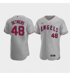 Men Los Angeles Angels 48 Reid Detmers Grey Flex Base Stitched Jerse