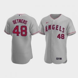 Men Los Angeles Angels 48 Reid Detmers Grey Flex Base Stitched Jerse