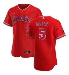 Men Los Angeles Angels 5 Albert Pujols Men Nike Red Alternate 2020 Flex Base Player MLB Jersey