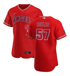 Men Los Angeles Angels 57 Hansel Robles Men Nike Red Alternate 2020 Flex Base Player MLB Jersey