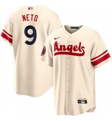 Men Los Angeles Angels 9 Zach Neto Cream City Connect Cool Base Stitched Jersey
