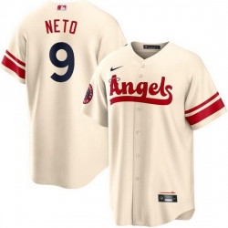 Men Los Angeles Angels 9 Zach Neto Cream City Connect Cool Base Stitched Jersey