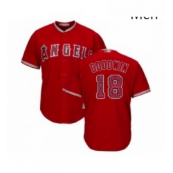 Mens Los Angeles Angels of Anaheim 18 Brian Goodwin Authentic Red Team Logo Fashion Cool Base Baseball Jersey 