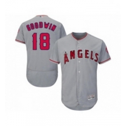 Mens Los Angeles Angels of Anaheim 18 Brian Goodwin Grey Road Flex Base Authentic Collection Baseball Jersey